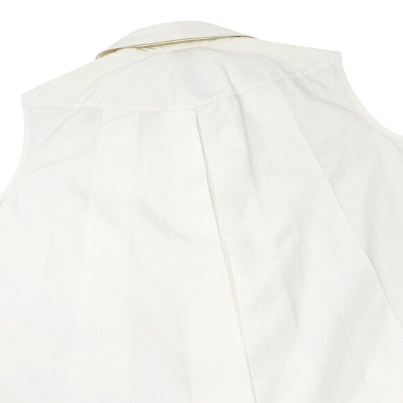 CHANEL Vintage CC Mark Logo Button Up Sleeveless Shirt Top White Gold [105371] - Picture 8 of 12